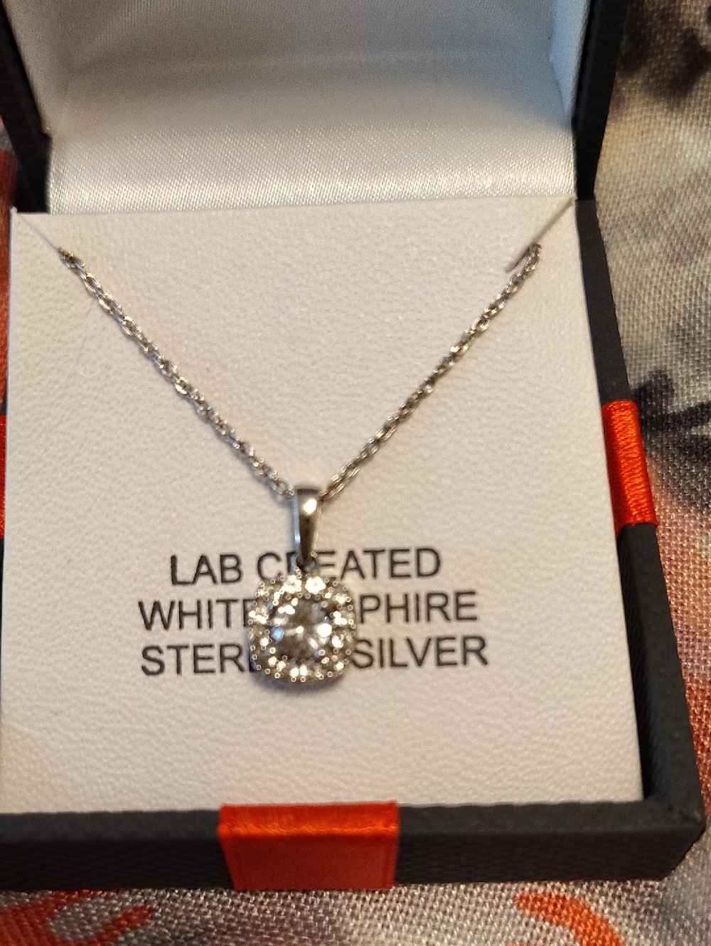 New White Sapphire Sterling Silver Pendant Necklace - Picture 2 of 6